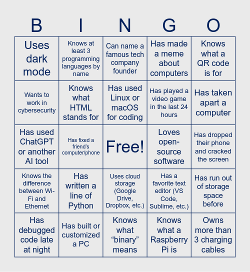 ComputingBingo1 Bingo Card