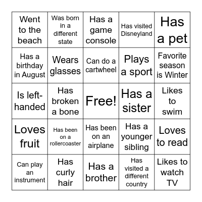 Find Someone Who... Bingo Card