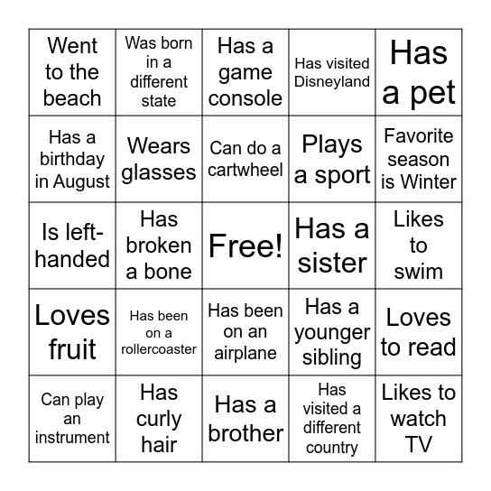 Find Someone Who... Bingo Card