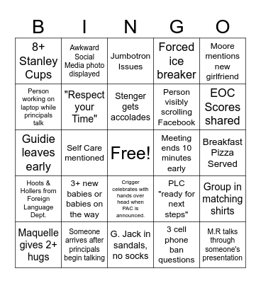 B2S 2025 Bingo Card