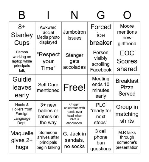 B2S 2025 Bingo Card