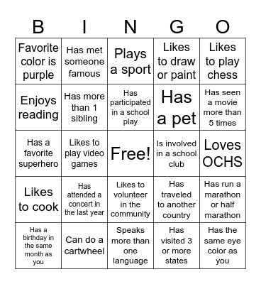 Find Someone Who... Bingo Card