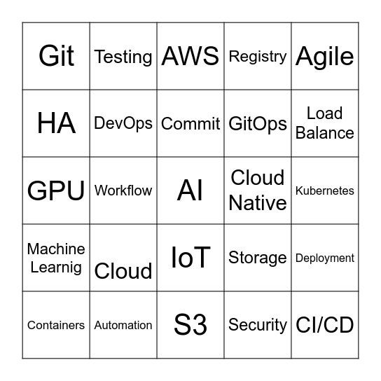 IT Buzzword Bingo Card