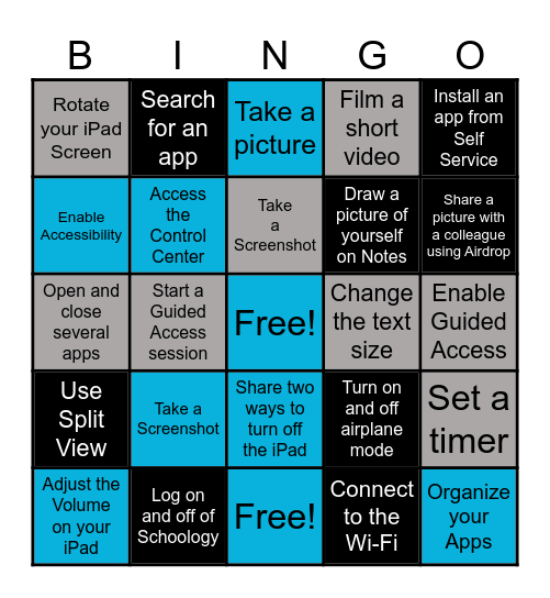iPad Basics Bingo Card