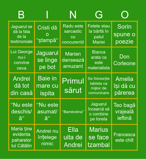 Insula Iubirii Bingo Card