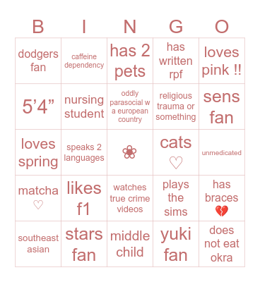 mi’s bingo ! Bingo Card