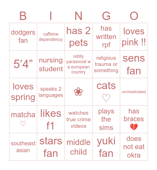 mi’s bingo ! Bingo Card