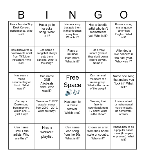 Beats by ODP Bingo Card