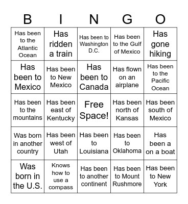 Geo Bingo Card