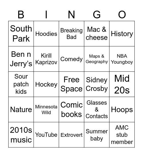 The Ultimate Sharmarke Bingo Card