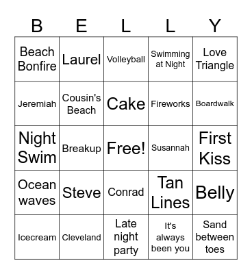 The Summer I Turned 28 Bingo Card
