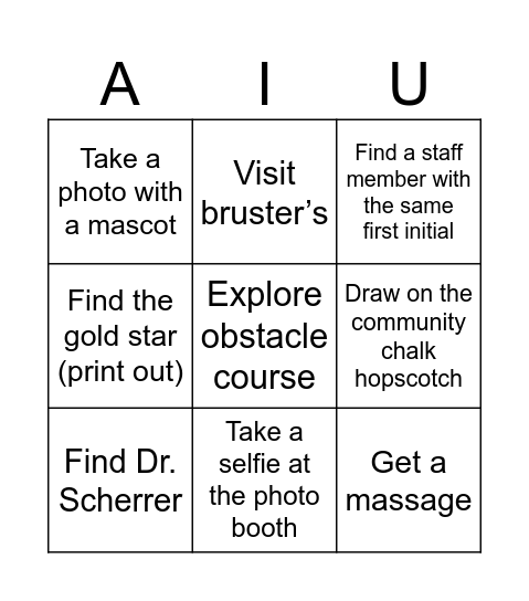 AIU BINGO Card