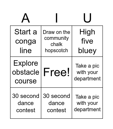 AIU BINGO Card