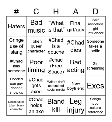 #chadgetstheaxe Bingo Card