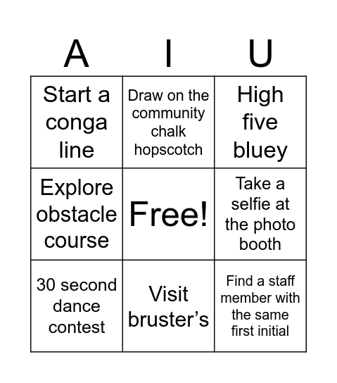 AIU BINGO Card