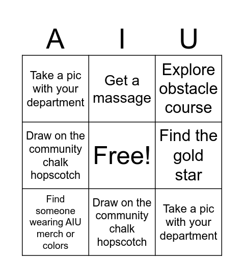 AIU BINGO Card