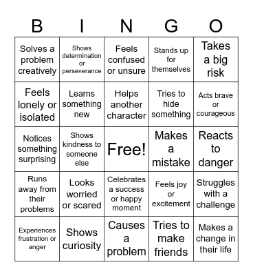 Characterization Bingo Card