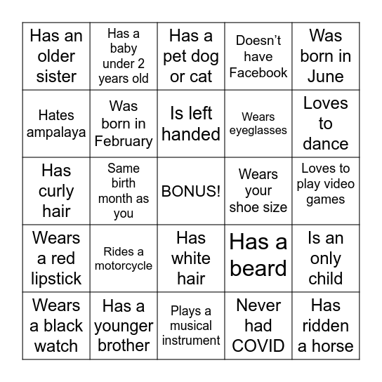 find the guest Bingo Card