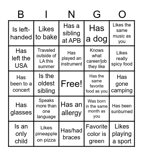 Icebreaker Bingo: Find Someone Who Bingo Card