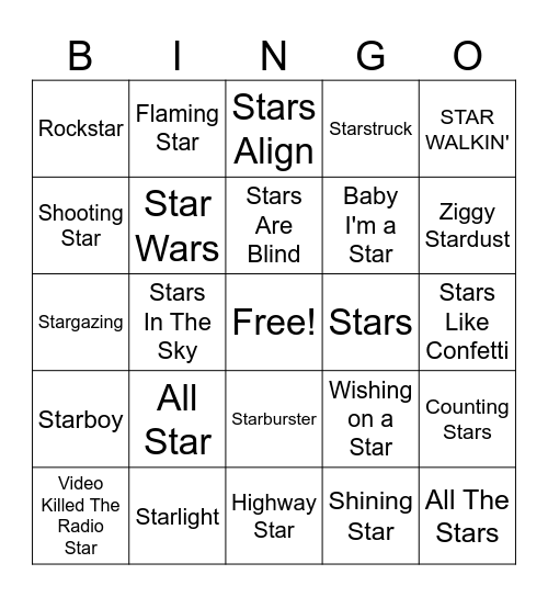 **Star** Bingo Card