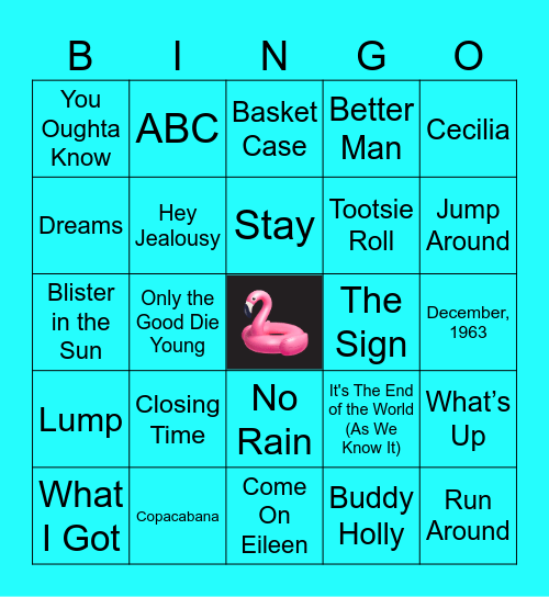 SONGS WE PLAYED IN COLLEGE! Bingo Card