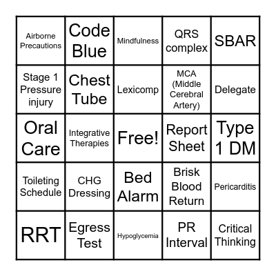NURSE BINGO! Bingo Card