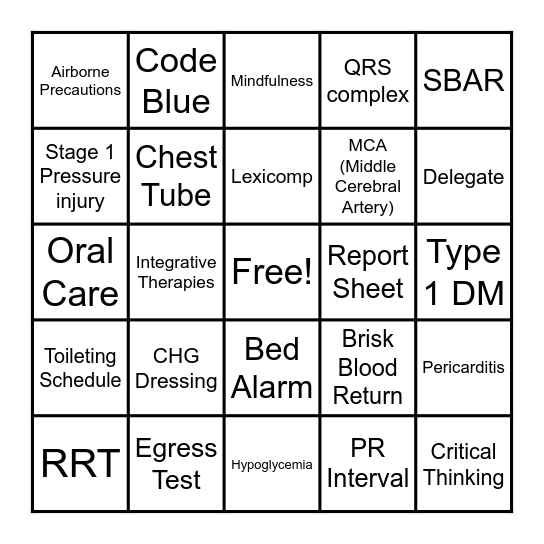 NURSE BINGO! Bingo Card