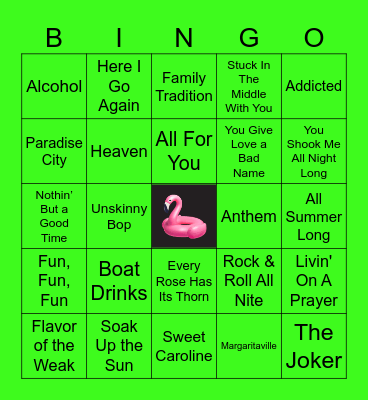 BLACK LAKE BOAT SONGS! Bingo Card