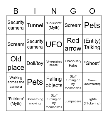 Scary Video Bingo Card