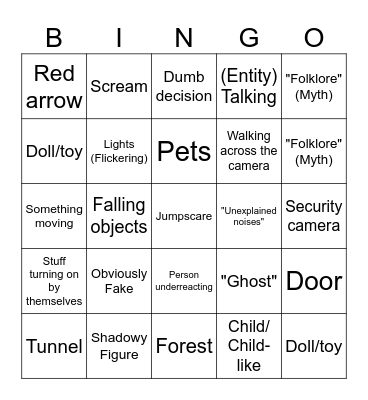 Scary Video Bingo Card