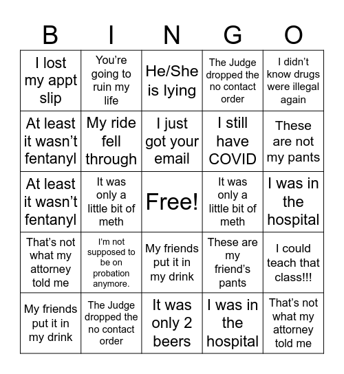 Reason Bingo! Bingo Card