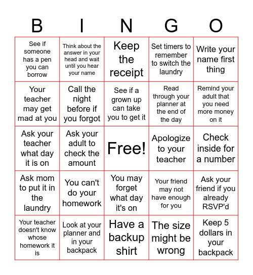 Fix the Problem #1 Bingo Card