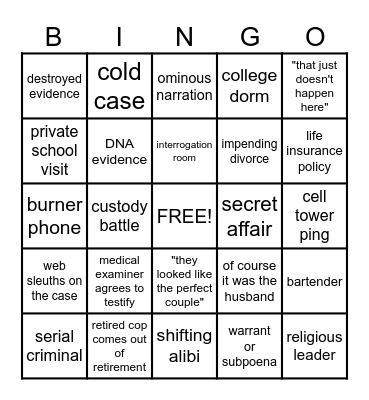 Law & Order BINGO Card