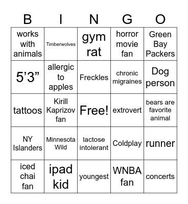 Sydney Bingo Card