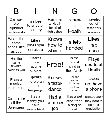 Find Someone Who... Bingo Card