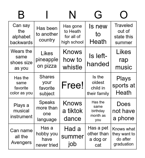 Find Someone Who... Bingo Card