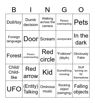 Scary Video Bingo Card