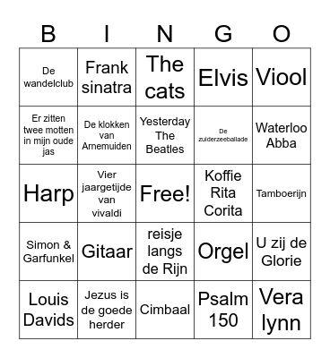 Muziek Bingo Card