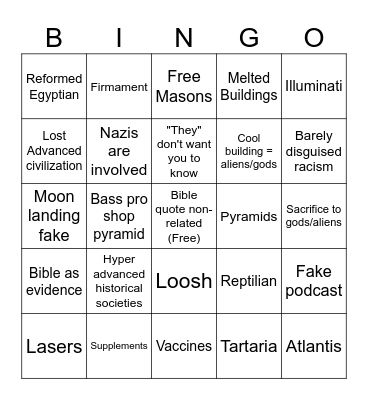 Conspiracy Theory Bingo Card