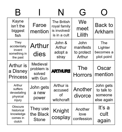 Malevolent season 5 Bingo Card