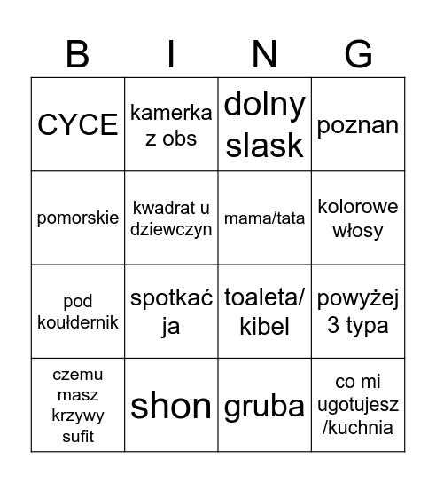 bingo ome Bingo Card