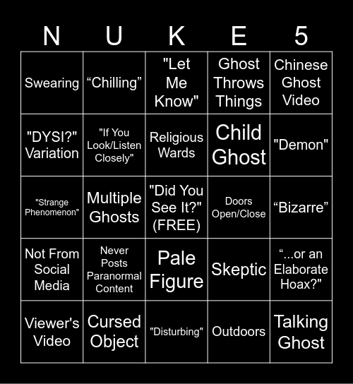 Spooky Ghost Bingo For The Pals Bingo Card
