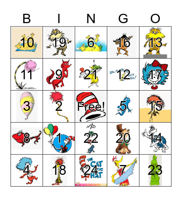 Dr Seuss Bingo Card