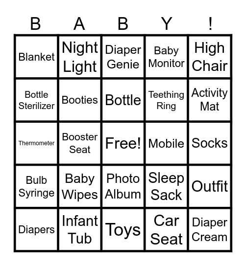 Baby Bingo Card
