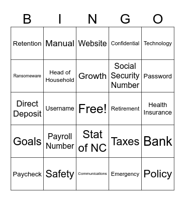 Onboarding Bingo Card