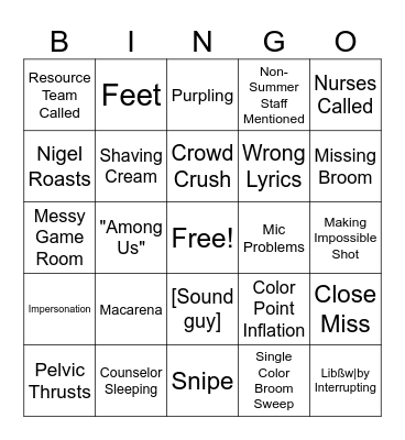 Session Bingo Card