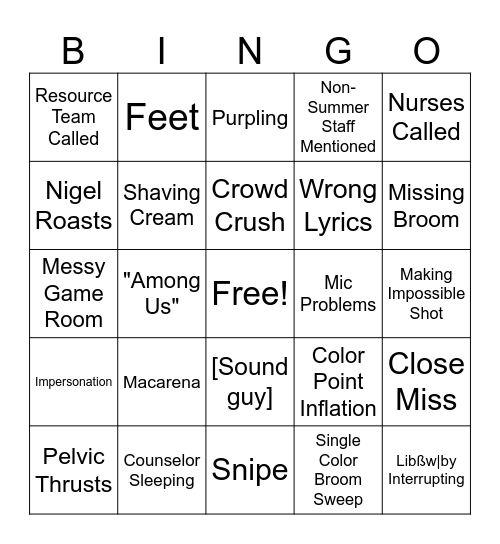 Session Bingo Card