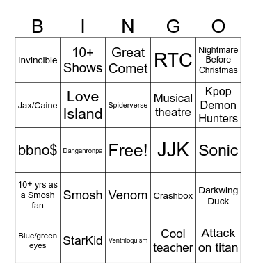 Jace Bingo Card