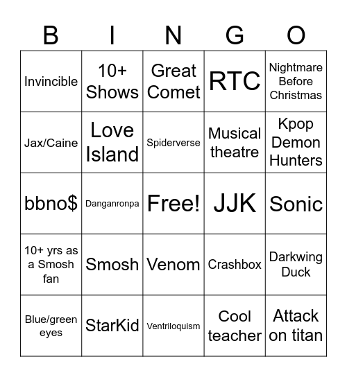 Jace Bingo Card