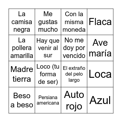 BINGO MUSICAL Bingo Card